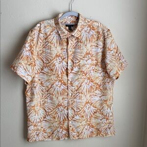 Van Heusen Men's Orange and White Patterned Shirt